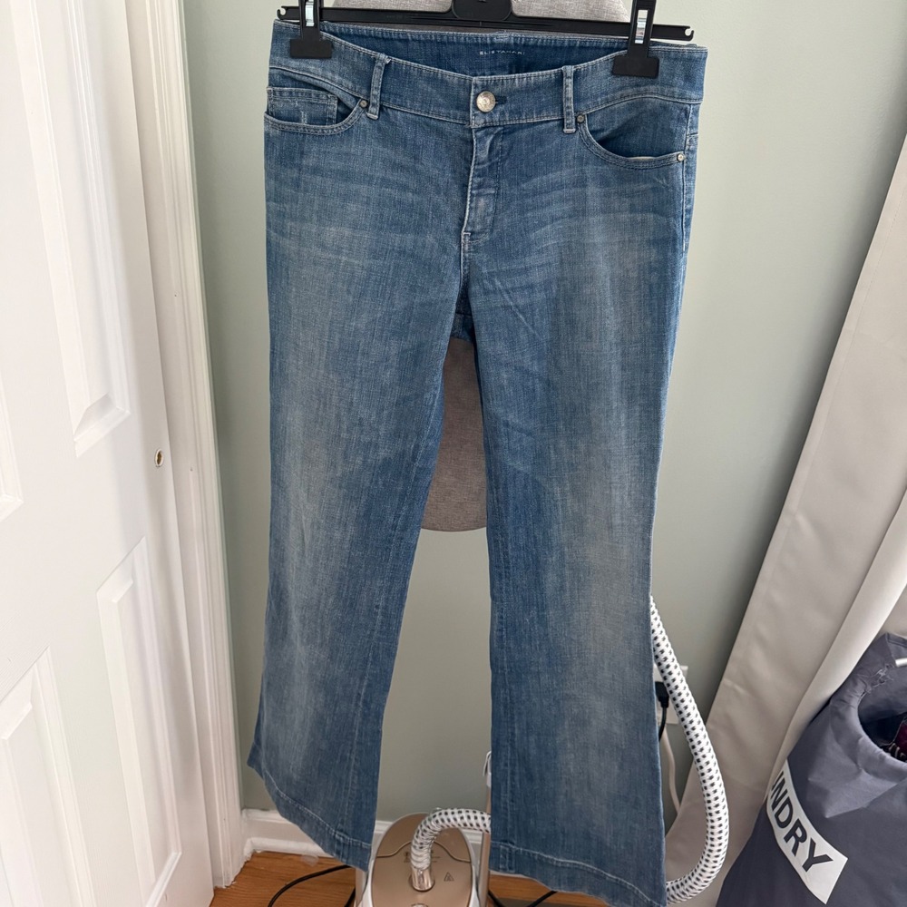 Elie Tahari Adena Flare Jeans Womens 10 Blue Wash Premium Denim Bootcut Y2K